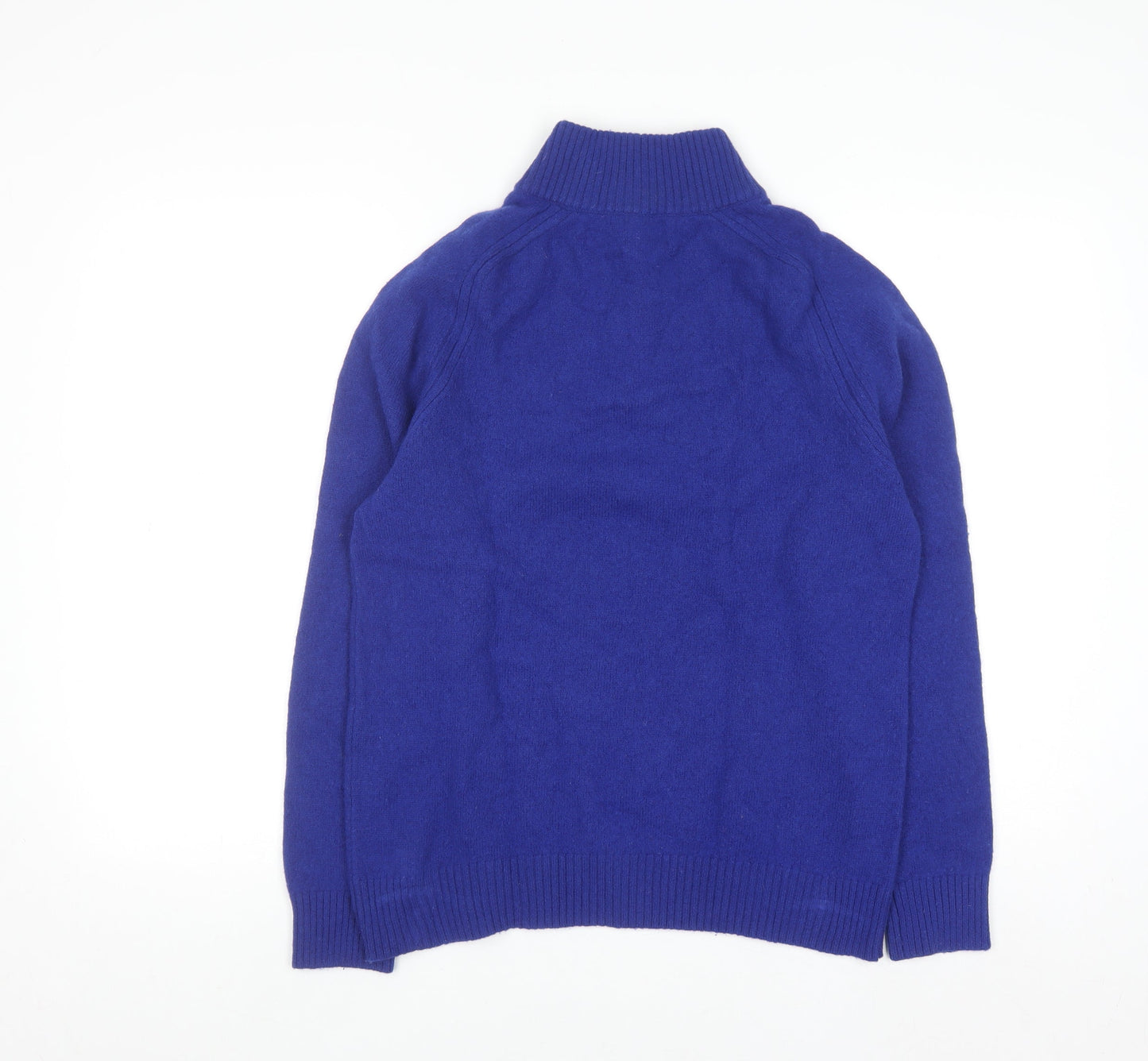 Lands' End Men’s Blue Lambswool Half Zip Jumper Size M