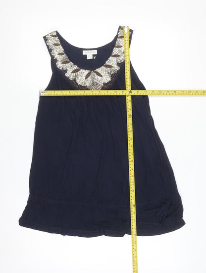 Monsoon Women’s Blue Beaded Tunic Tank Top Size 12