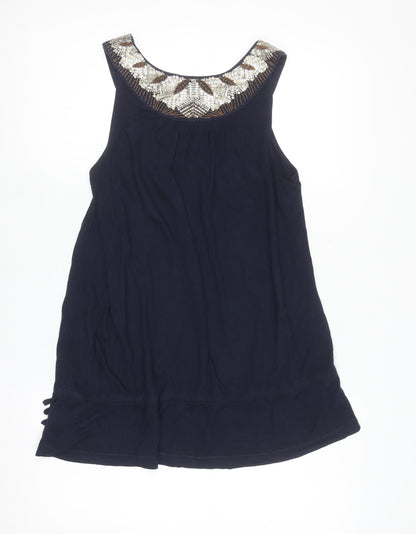 Monsoon Women’s Blue Beaded Tunic Tank Top Size 12