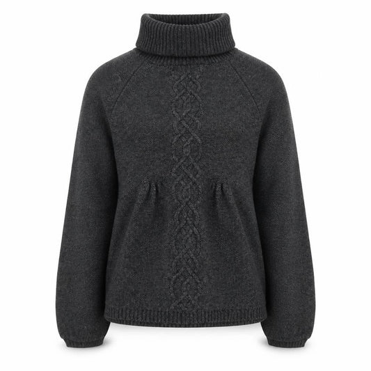 Warehouse Women’s Grey Roll Neck Cable Knit Wool Jumper UK 6