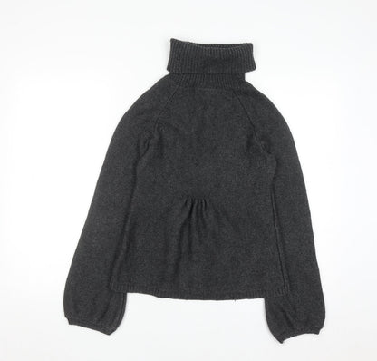 Warehouse Women’s Grey Roll Neck Cable Knit Wool Jumper UK 6