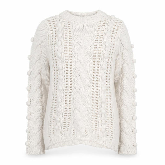 Falmer Heritage Women Ivory Cable Knit Jumper Size 10