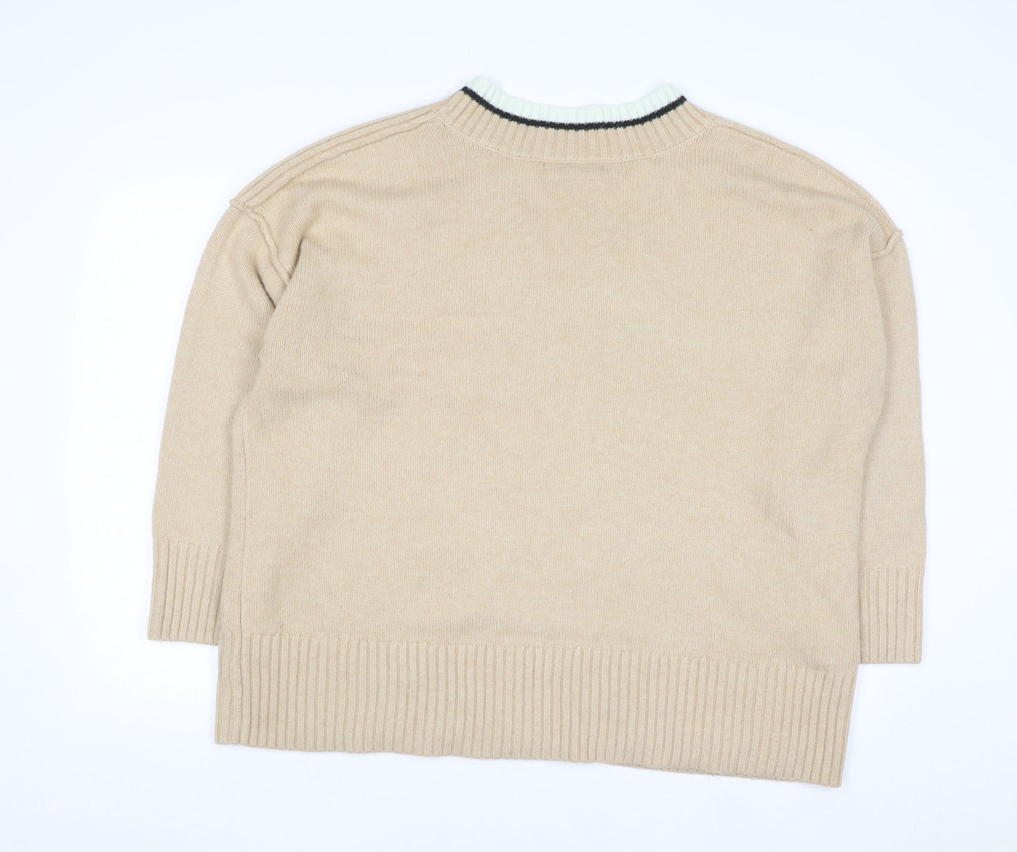 Next Men’s Beige V-Neck Knit Jumper XL Classic Casual Style