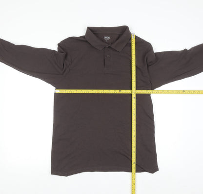 ASOS Men's Brown Long Sleeve Cotton Polo Shirt M Regular Fit