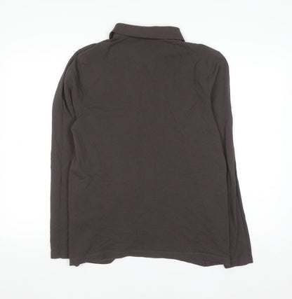 ASOS Men's Brown Long Sleeve Cotton Polo Shirt M Regular Fit
