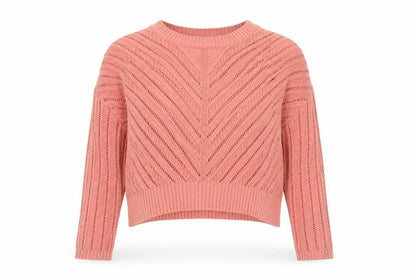 Old Navy Women Pink Open-Knit Cotton Pullover Jumper XL