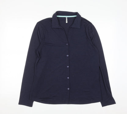Rohan Women Blue Size 16 Button-Up Travel Shirt Long Sleeve
