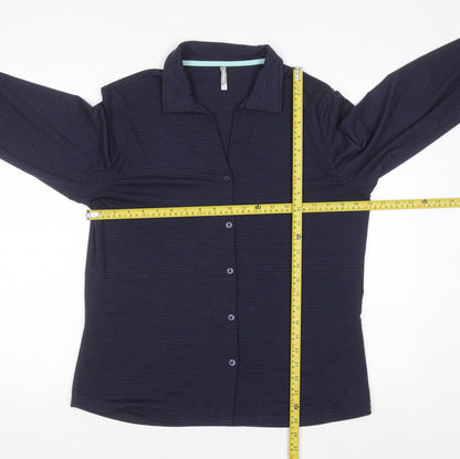 Rohan Women Blue Size 16 Button-Up Travel Shirt Long Sleeve