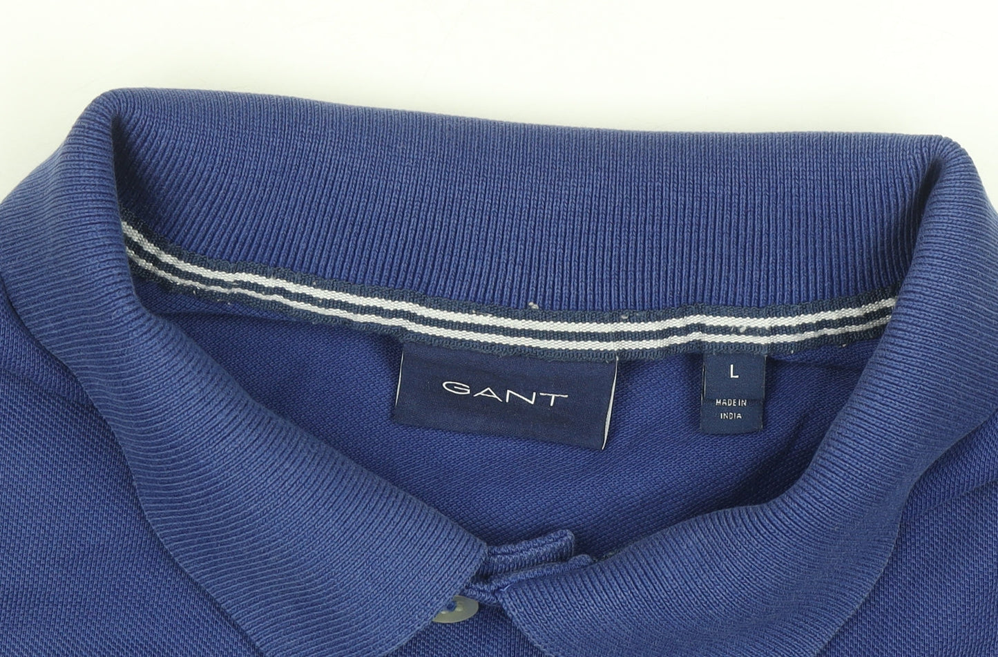 GANT Men's Blue Cotton Short Sleeve Polo Shirt Size L