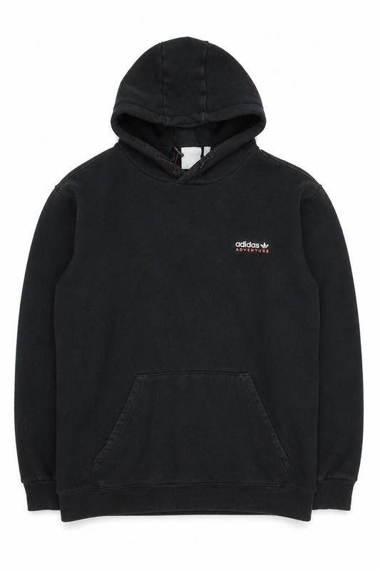 Front view of Adidas Adventure Black Cotton Hoodie women’s xl pullover logo sweatshirt