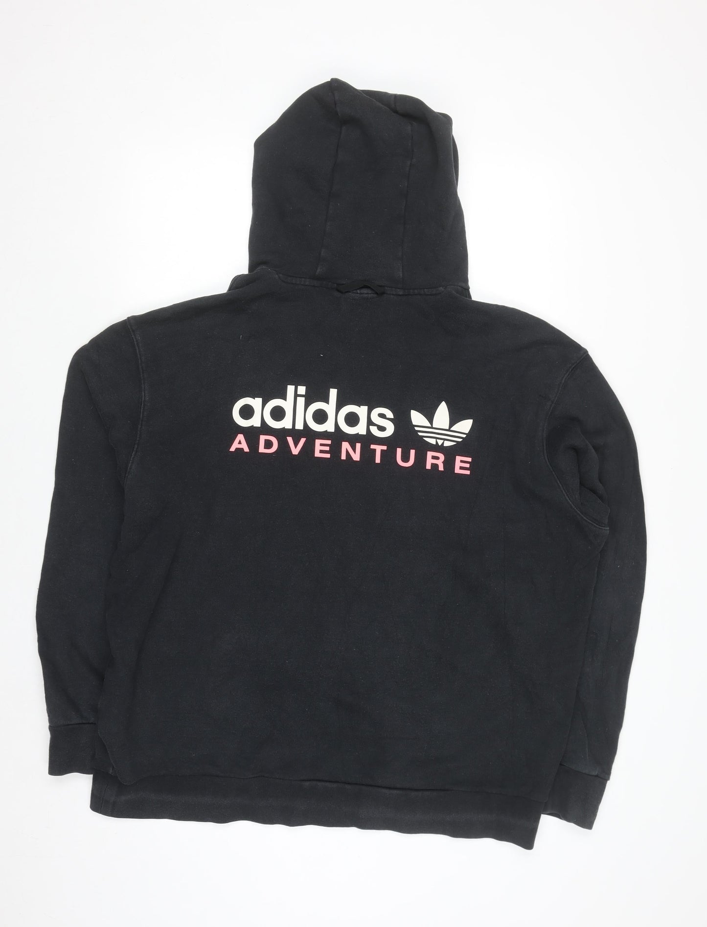 Adidas Adventure Black Cotton Hoodie Womens XL Pullover Logo Sweatshirt