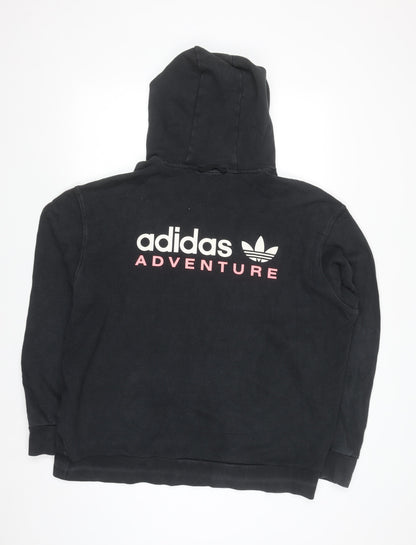 Adidas Adventure Black Cotton Hoodie Womens XL Pullover Logo Sweatshirt