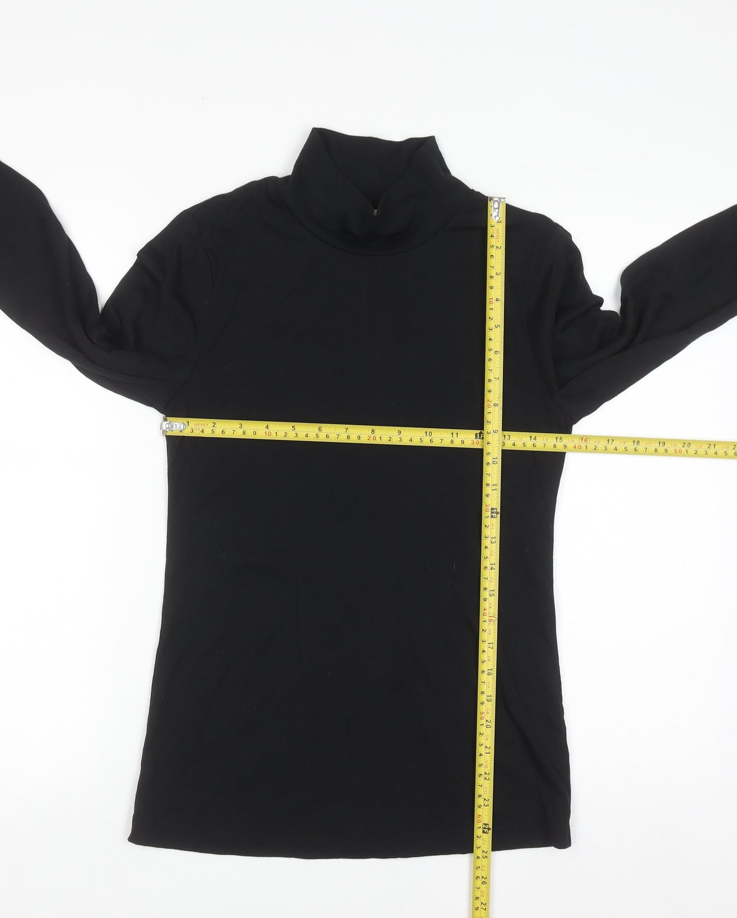 Marks and Spencer Women Black Roll Neck Long Sleeve Jersey Top Size 10