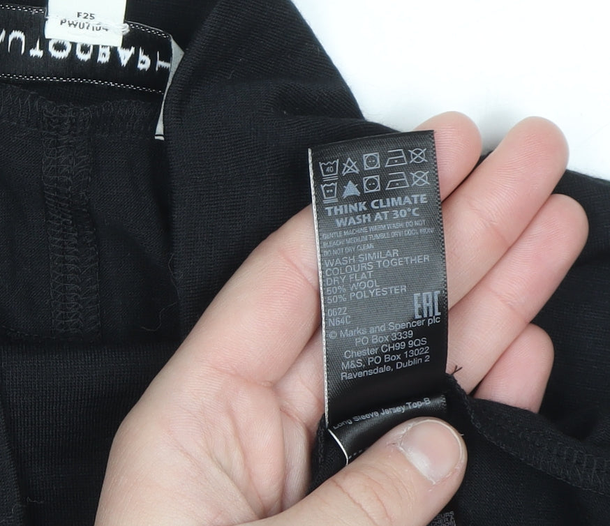 Marks and Spencer Women Black Roll Neck Long Sleeve Jersey Top Size 10