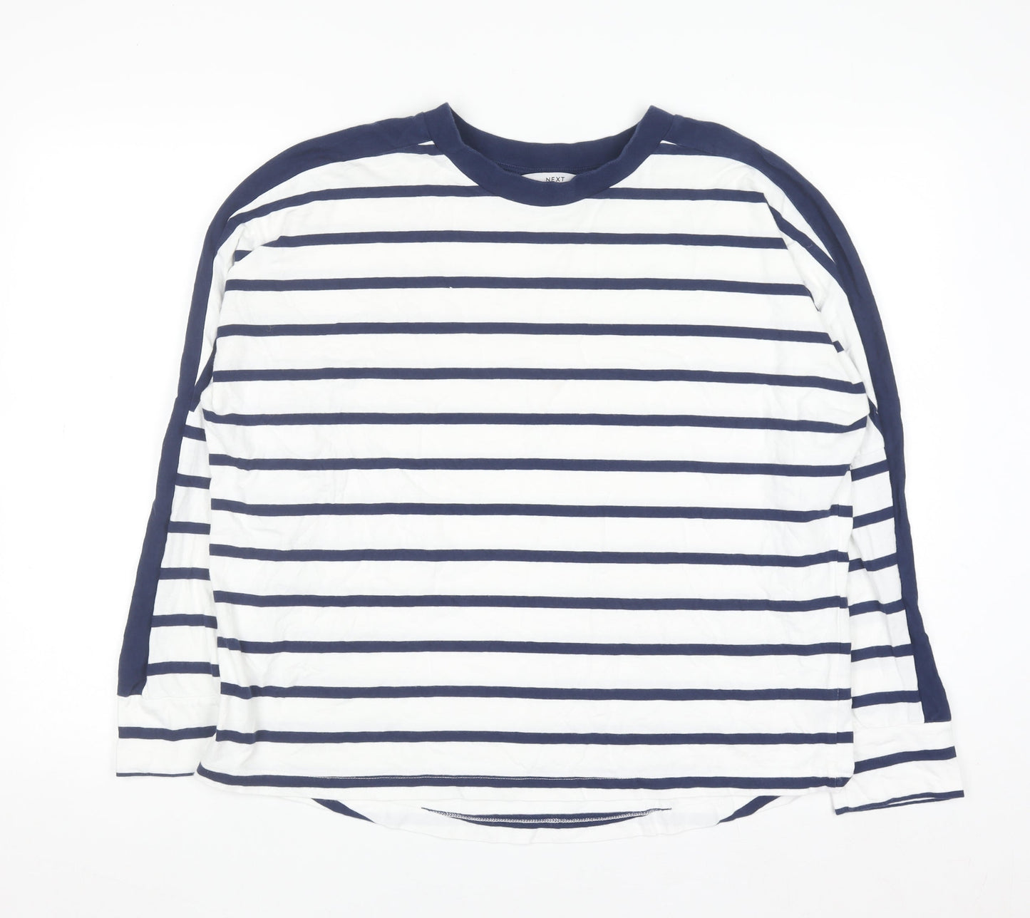 Next Women’s White Navy Striped Long Sleeve Cotton T-Shirt L