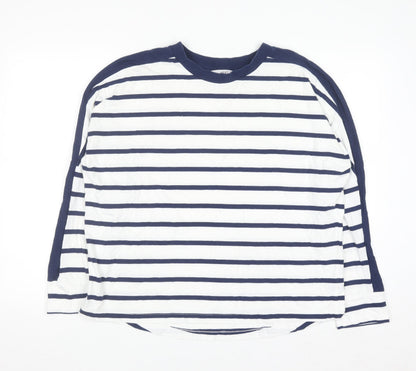 Next Women’s White Navy Striped Long Sleeve Cotton T-Shirt L