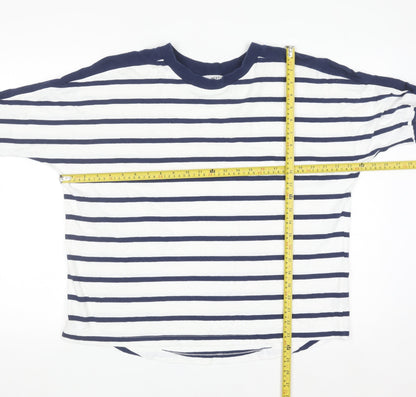 Next Women’s White Navy Striped Long Sleeve Cotton T-Shirt L