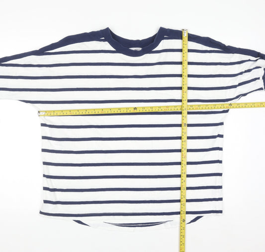 Next Women’s White Navy Striped Long Sleeve Cotton T-Shirt L