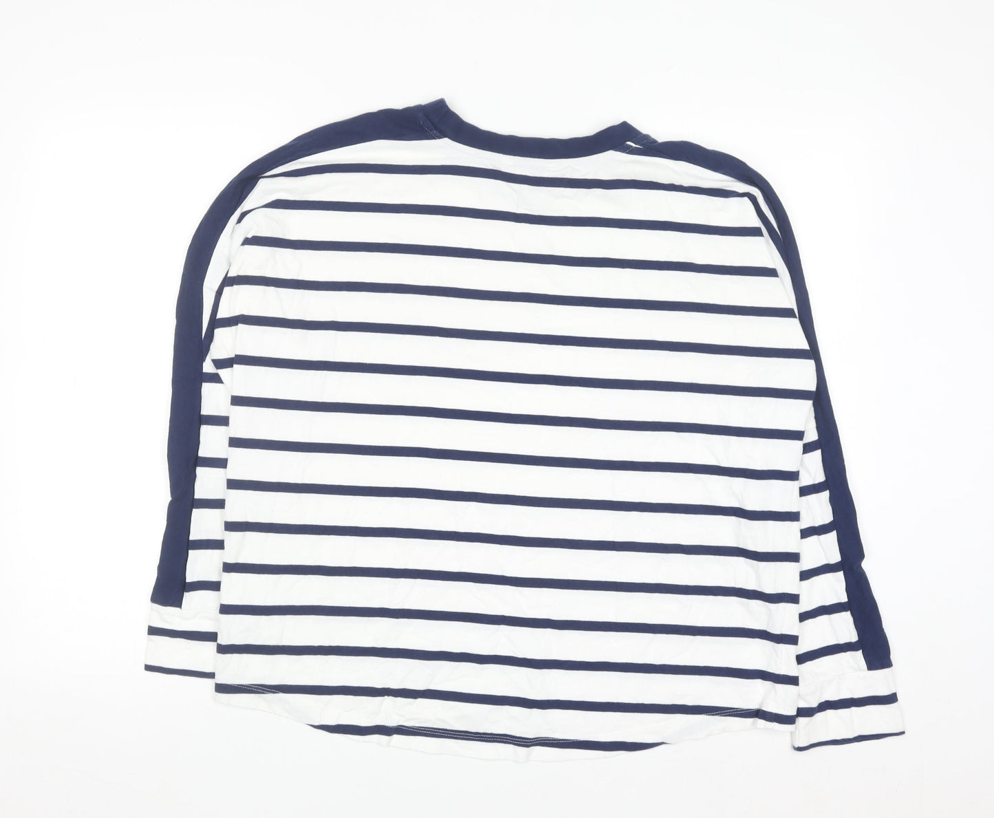 Next Women’s White Navy Striped Long Sleeve Cotton T-Shirt L