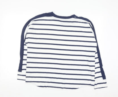 Next Women’s White Navy Striped Long Sleeve Cotton T-Shirt L