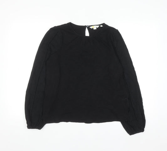 Boden Women's Black 100% Cotton Long Sleeve Blouse UK 12