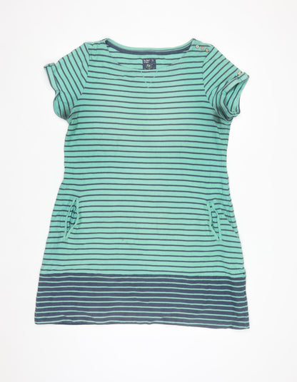 Mantaray Women’s Green Stripe Cotton T-Shirt Dress Size 16