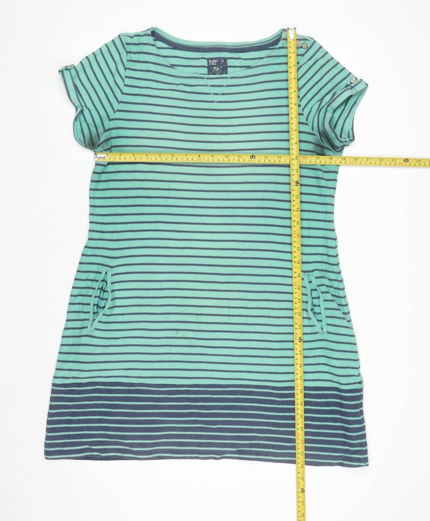 Mantaray Women’s Green Stripe Cotton T-Shirt Dress Size 16