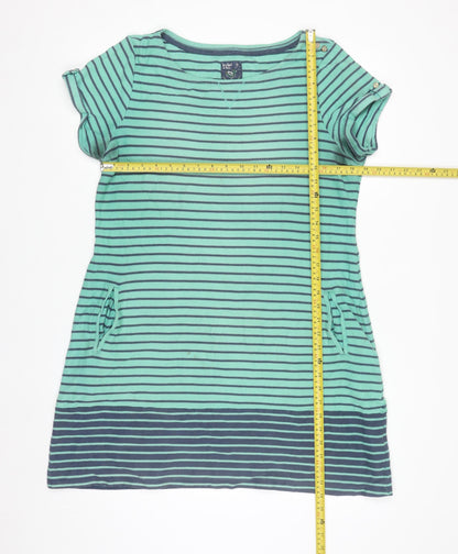 Mantaray Women’s Green Stripe Cotton T-Shirt Dress Size 16