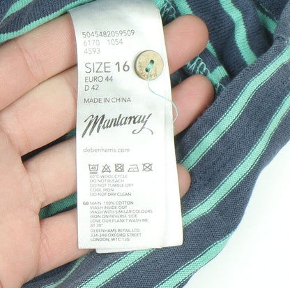 Mantaray Women’s Green Stripe Cotton T-Shirt Dress Size 16