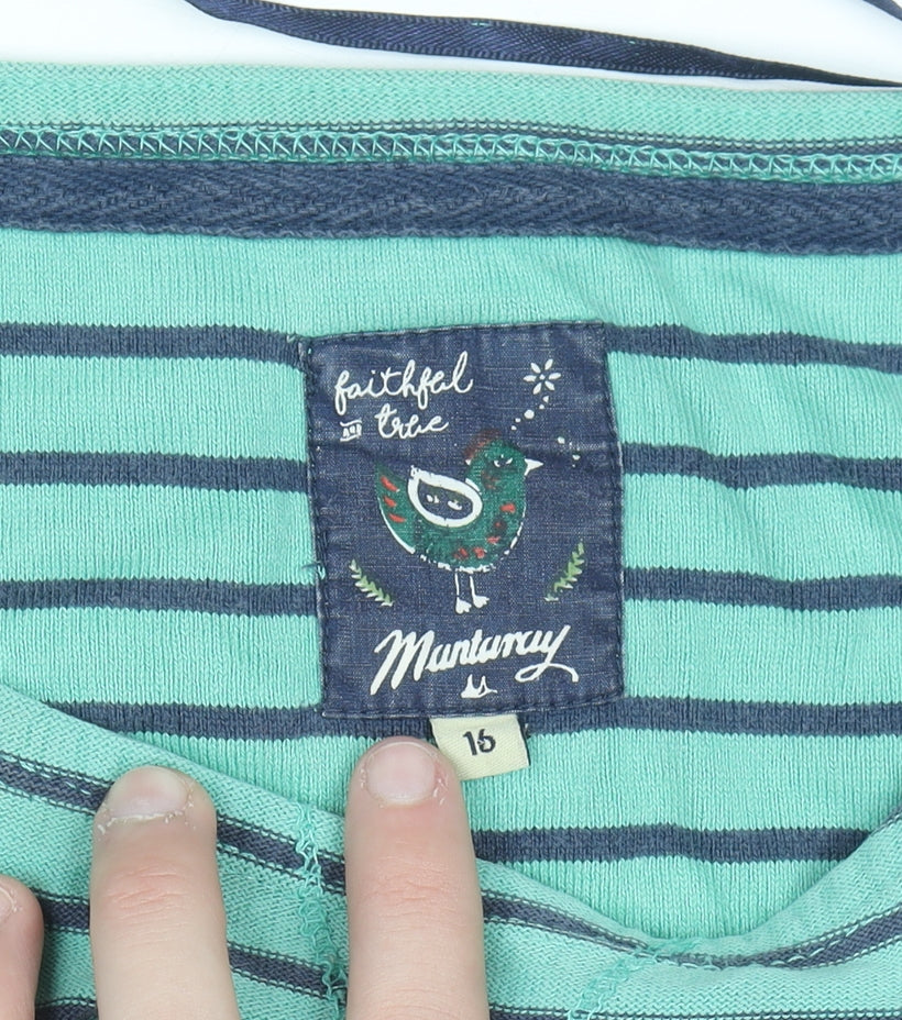 Mantaray Women’s Green Stripe Cotton T-Shirt Dress Size 16