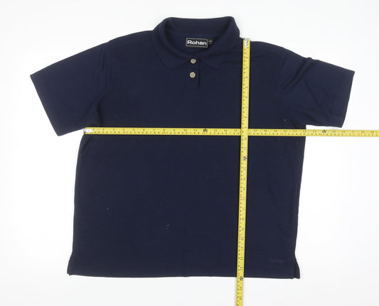 Rohan Womens Blue L Polo Shirt Short Sleeve Moisture Wicking Top
