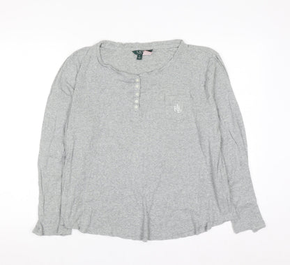 Ralph Lauren Women’s Grey Long Sleeve Henley Jersey Top Size XL
