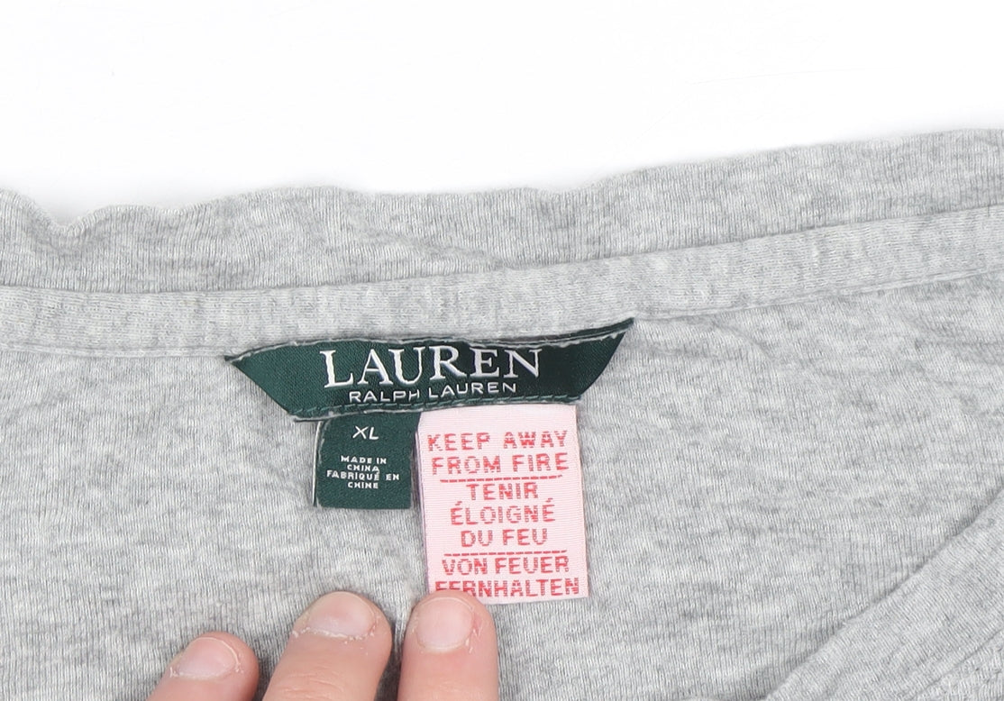 Ralph Lauren Women’s Grey Long Sleeve Henley Jersey Top Size XL
