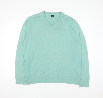 Cotton Traders Men’s Green V-Neck Cotton Jumper Size L