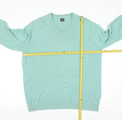 Cotton Traders Men’s Green V-Neck Cotton Jumper Size L