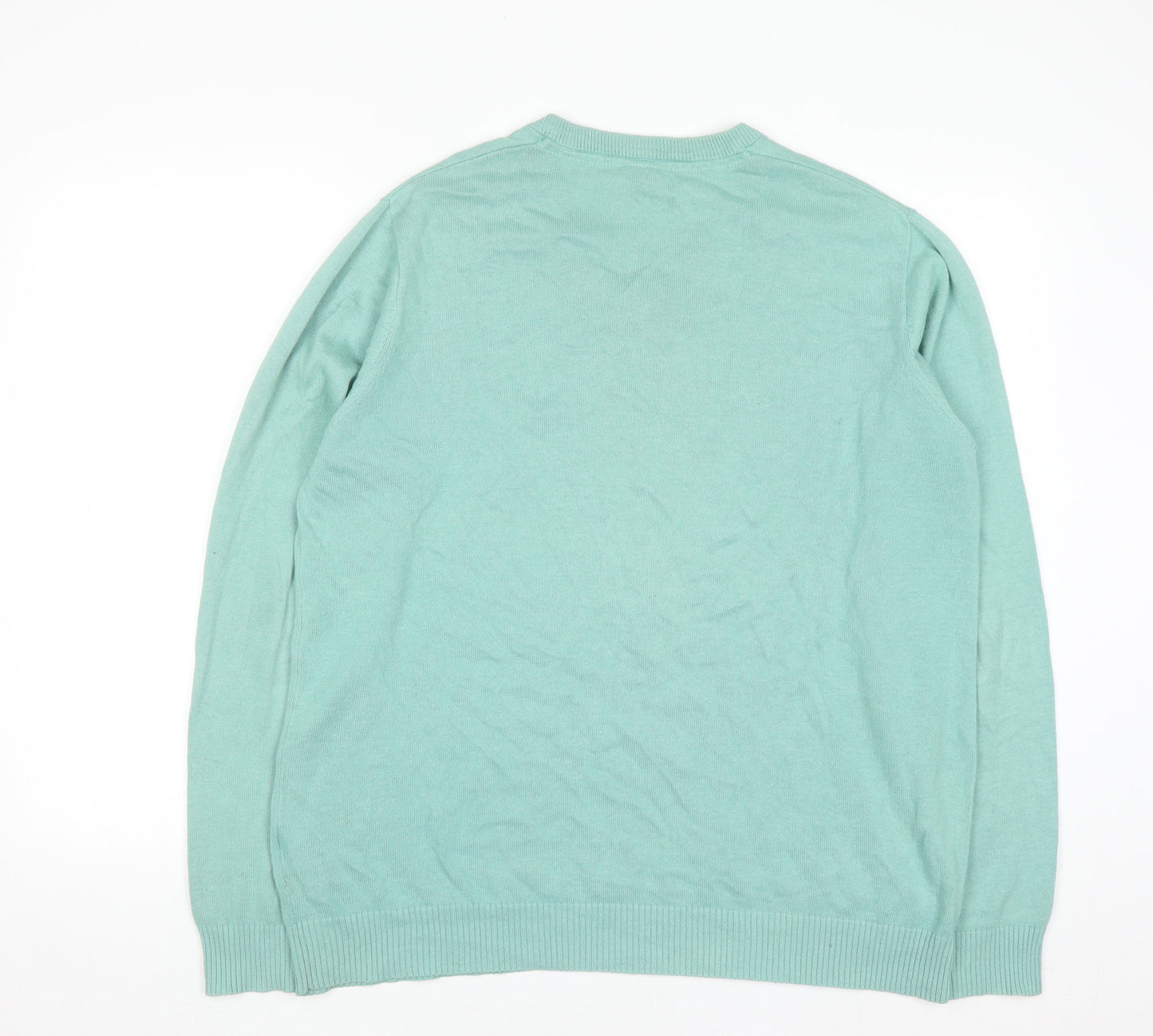 Cotton Traders Men’s Green V-Neck Cotton Jumper Size L