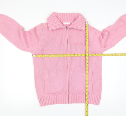 Marks and Spencer Women’s Pink Full Zip Cotton Blend Cardigan UK 18