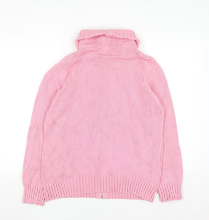 Marks and Spencer Women’s Pink Full Zip Cotton Blend Cardigan UK 18