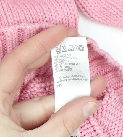 Marks and Spencer Women’s Pink Full Zip Cotton Blend Cardigan UK 18