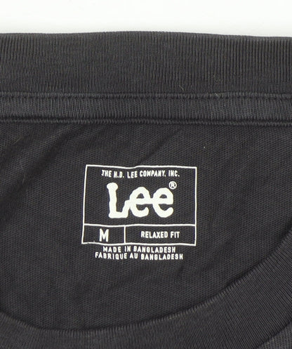 Lee Men's Black Cotton Relaxed Fit Crew Neck T-Shirt Size M