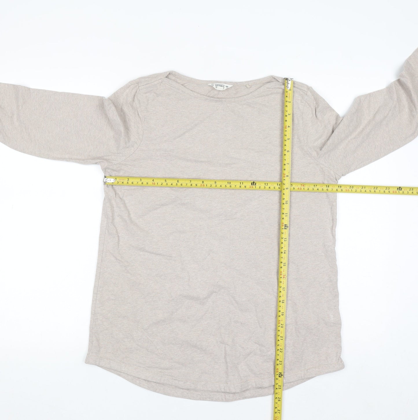 FatFace Women’s Beige Long Sleeve Cotton Jersey Top Size 12