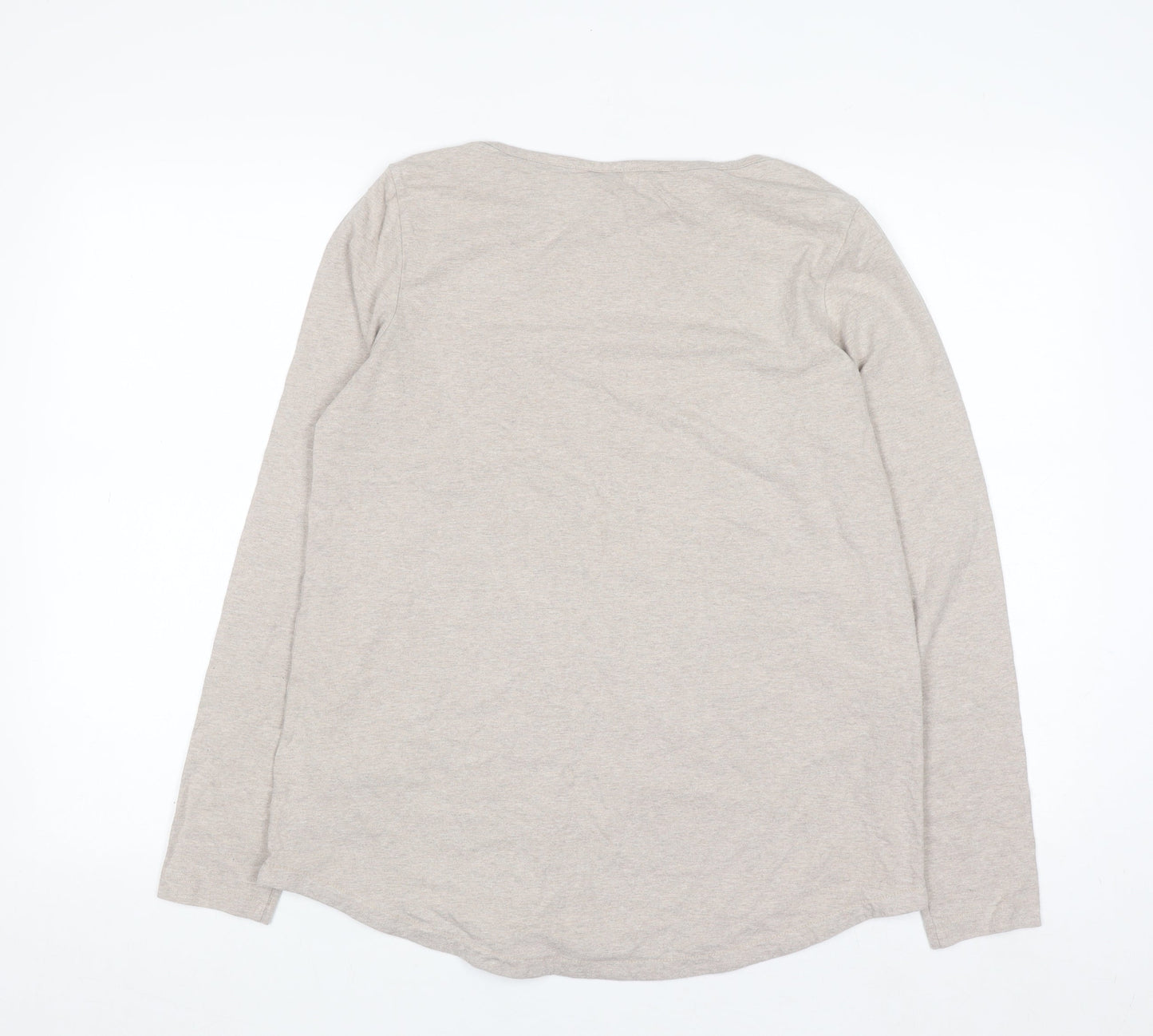 FatFace Women’s Beige Long Sleeve Cotton Jersey Top Size 12