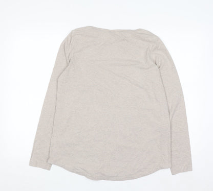 FatFace Women’s Beige Long Sleeve Cotton Jersey Top Size 12