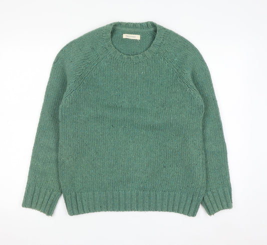 TWOTHIRDS Men’s Green Wool Crew Neck Chunky Knit Jumper Size S