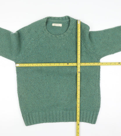 TWOTHIRDS Men’s Green Wool Crew Neck Chunky Knit Jumper Size S