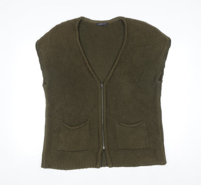 Marks and Spencer Women Green Knit Zip Vest Size 14