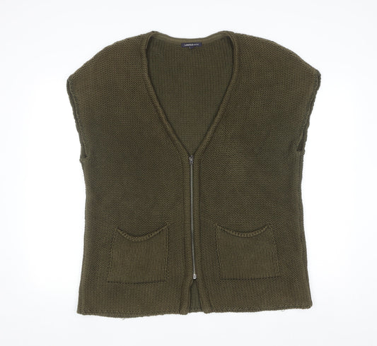 Marks and Spencer Women Green Knit Zip Vest Size 14