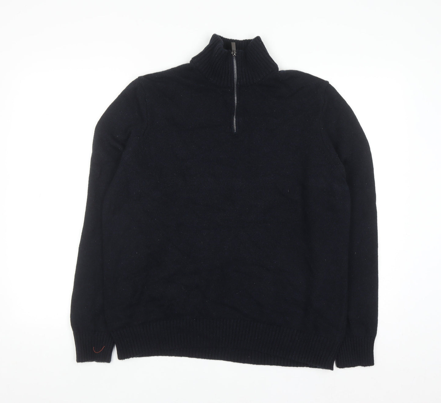 Marks and Spencer Men's Black XL Lambswool 1/2 Zip Jumper
