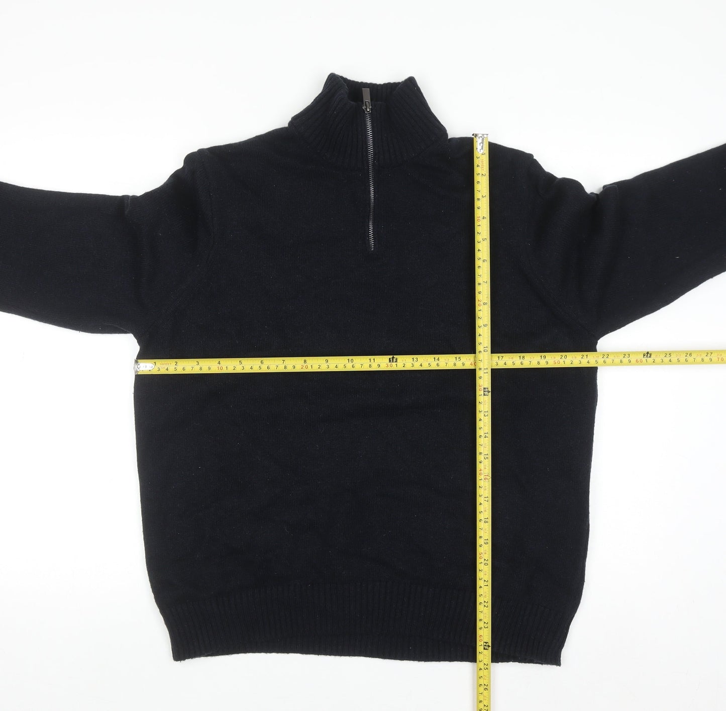 Marks and Spencer Men's Black XL Lambswool 1/2 Zip Jumper