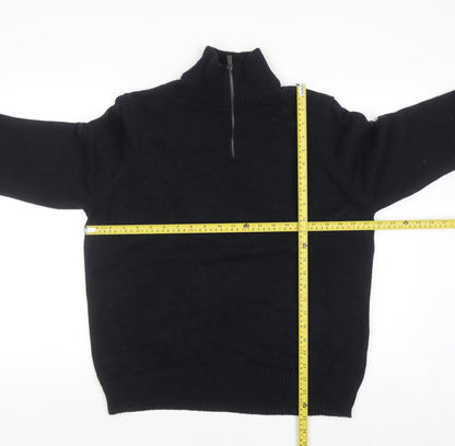 Marks and Spencer Men's Black XL Lambswool 1/2 Zip Jumper